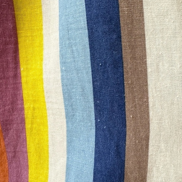 Gilli Colorful Striped Linen Tie High Waist Wide Leg Culotte Pants Size L - Picture 14 of 15